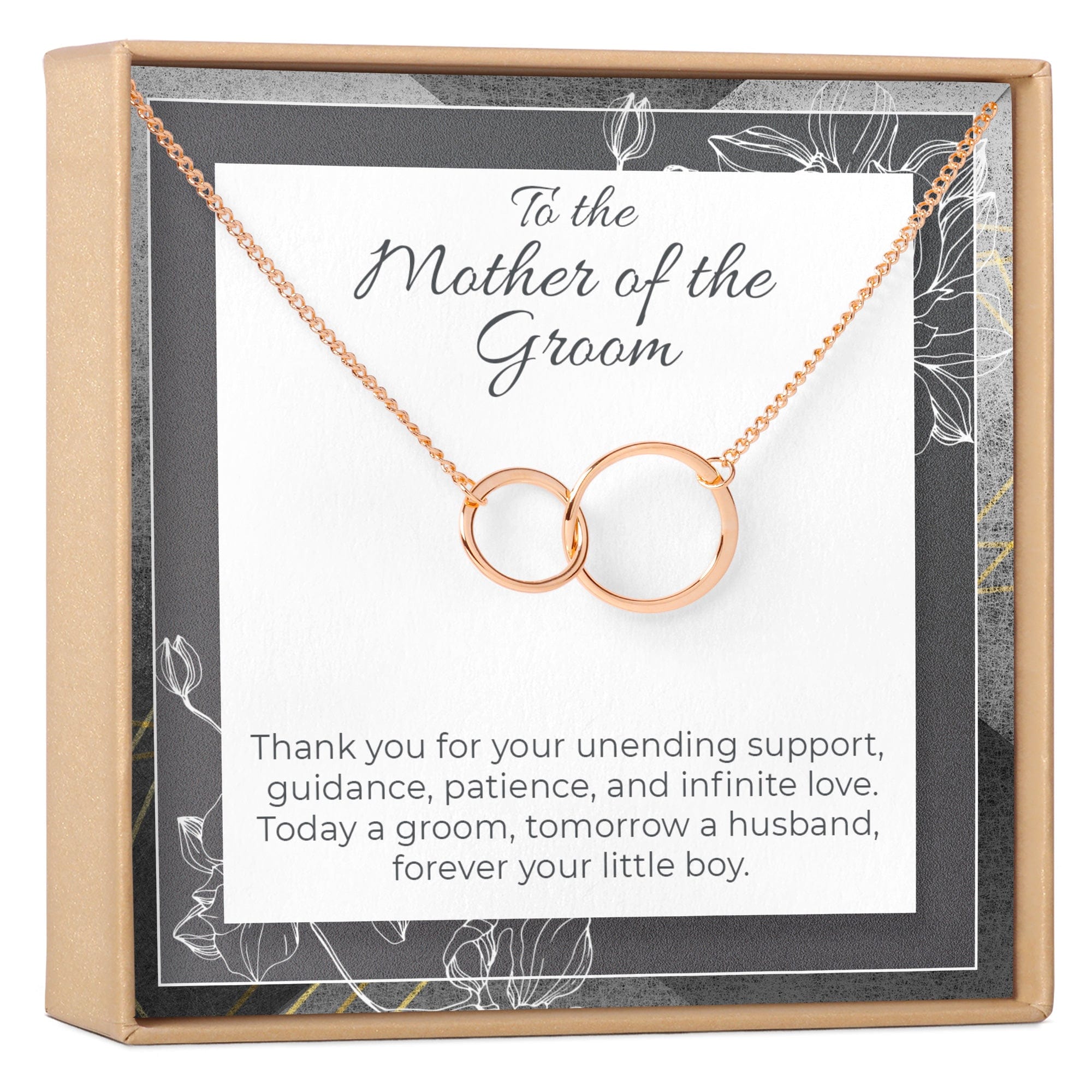 Mother of the Groom Necklace, Multiple Styles 2 Interlocking Circles (1) Rose Gold