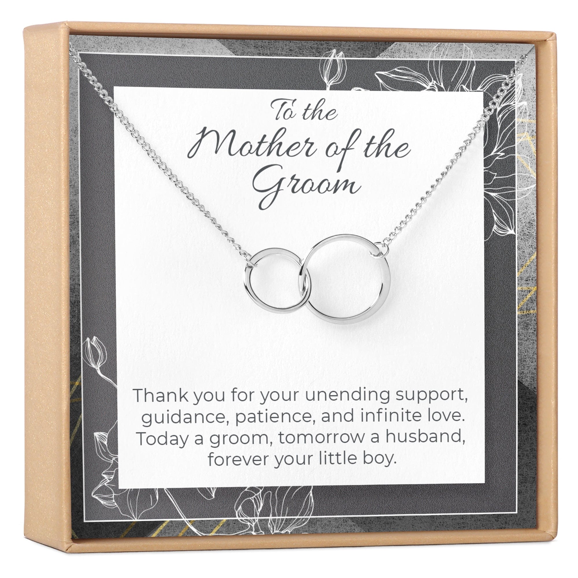 Mother of the Groom Necklace, Multiple Styles 2 Interlocking Circles (1) Silver