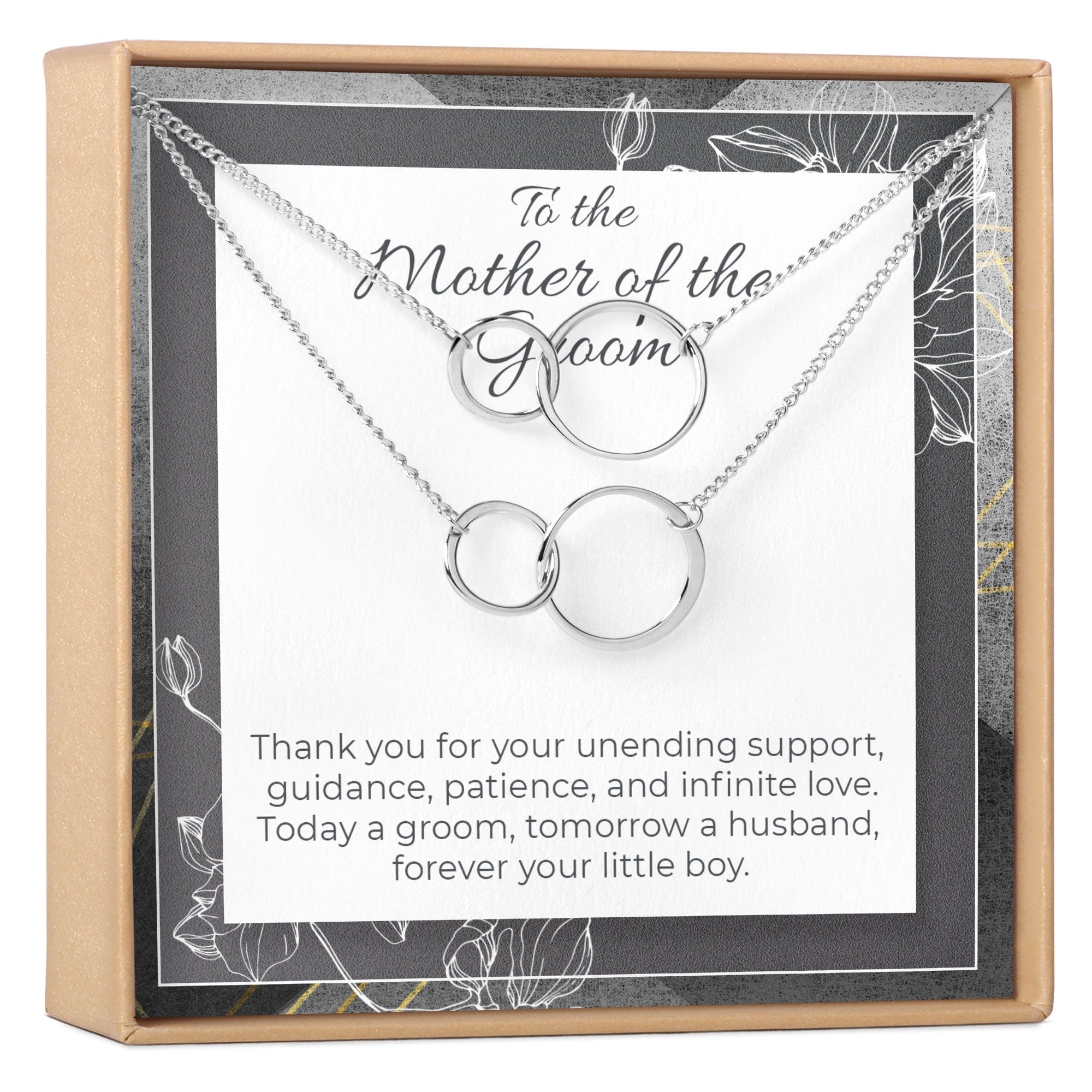 Mother of the Groom Necklace, Multiple Styles 2 Interlocking Circles, Set of 2 Silver