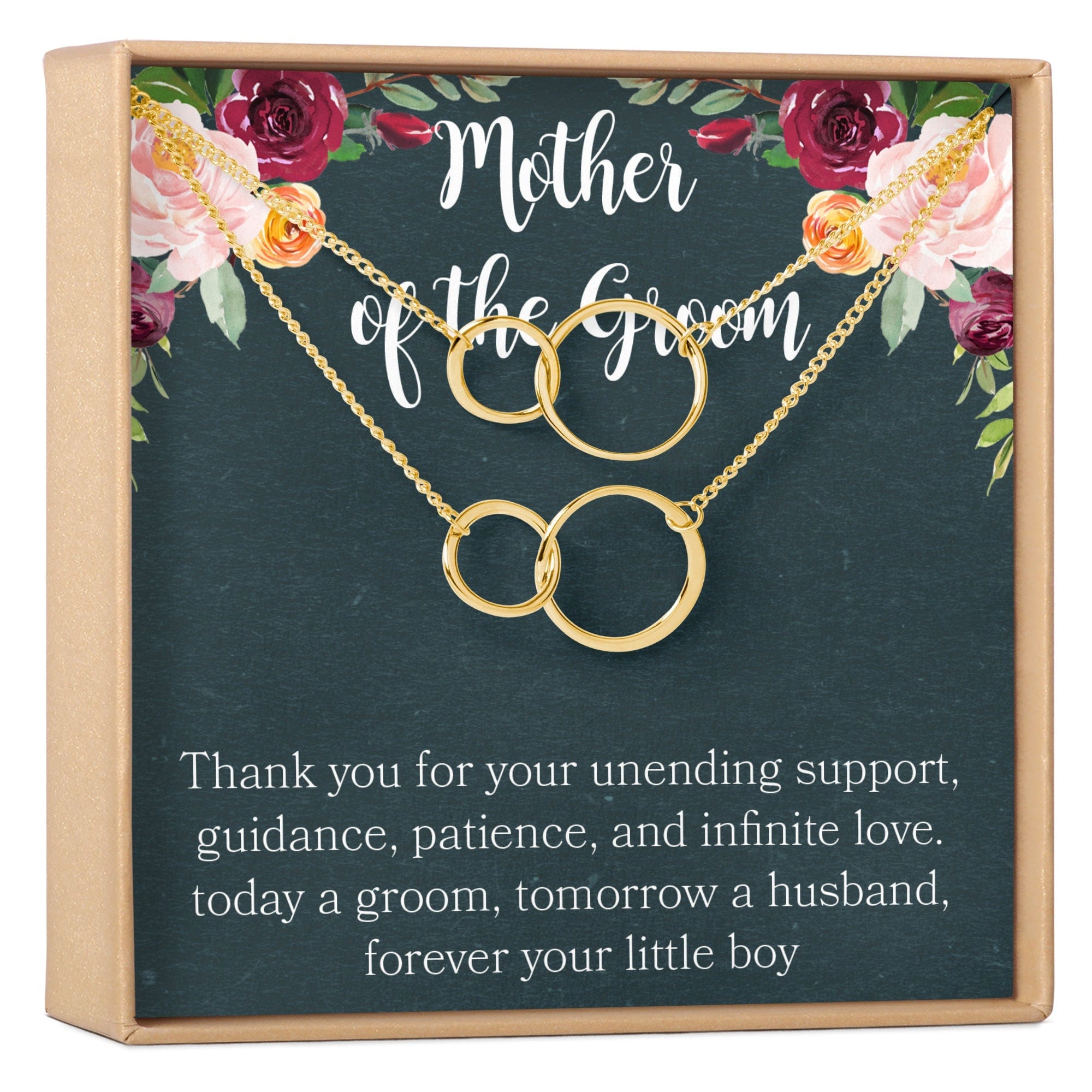 Mother of the Groom Necklace, Multiple Styles 2 Interlocking Circles, Set of 2 Gold