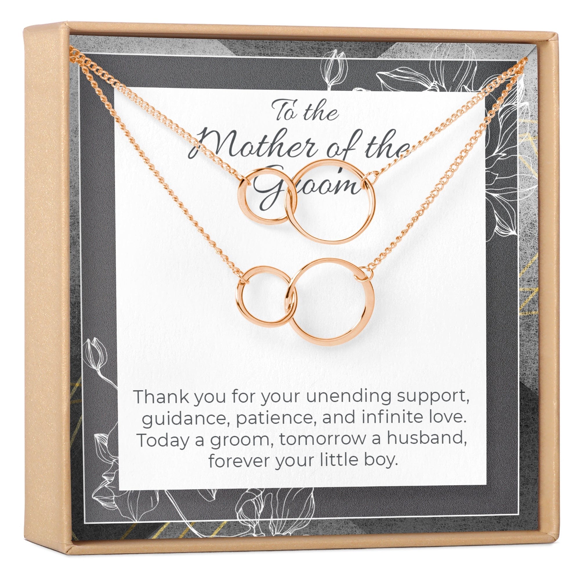 Mother of the Groom Necklace, Multiple Styles 2 Interlocking Circles, Set of 2 Rose Gold