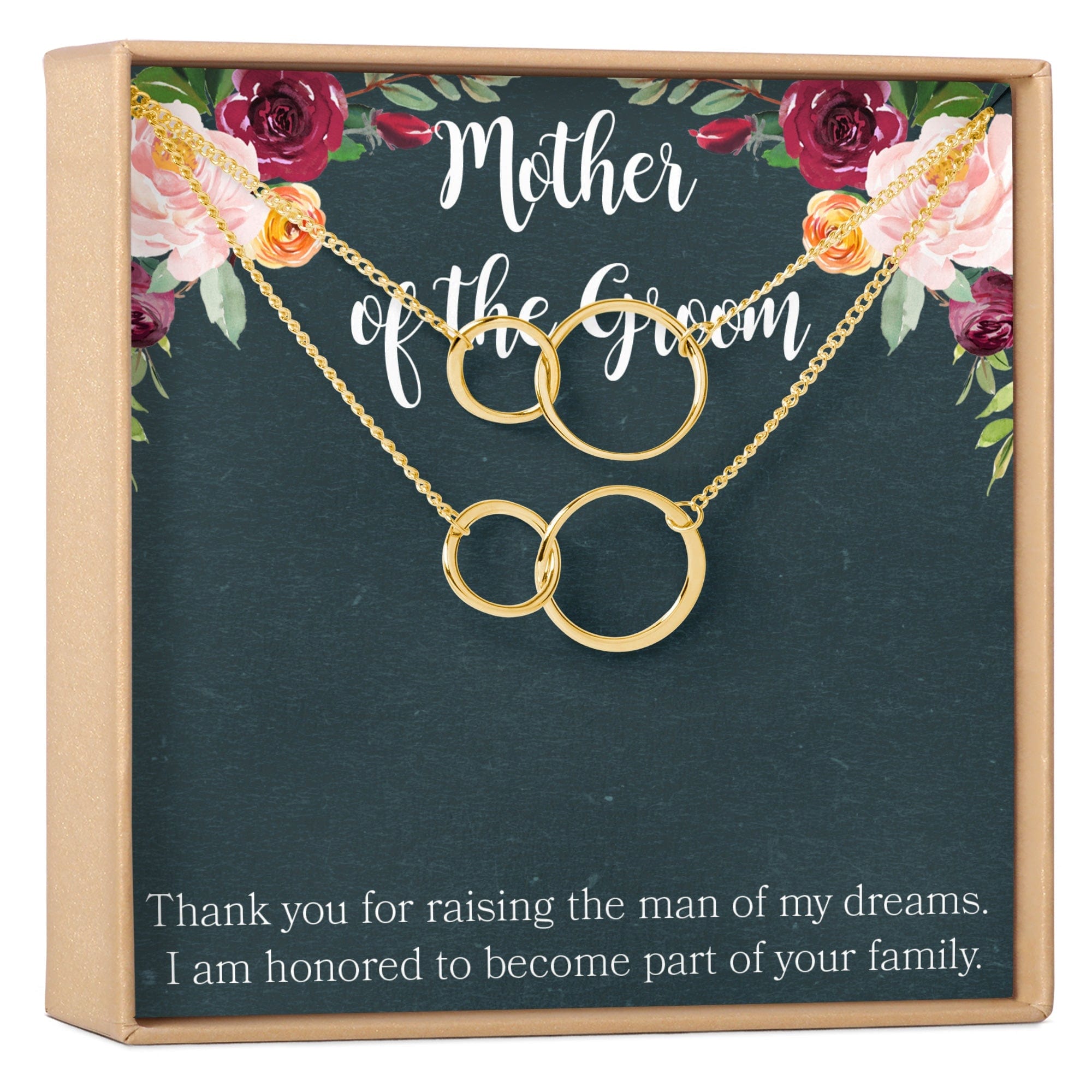 Mother of the Groom Necklace, Multiple Styles 2 Interlocking Circles, Set of 2 Gold