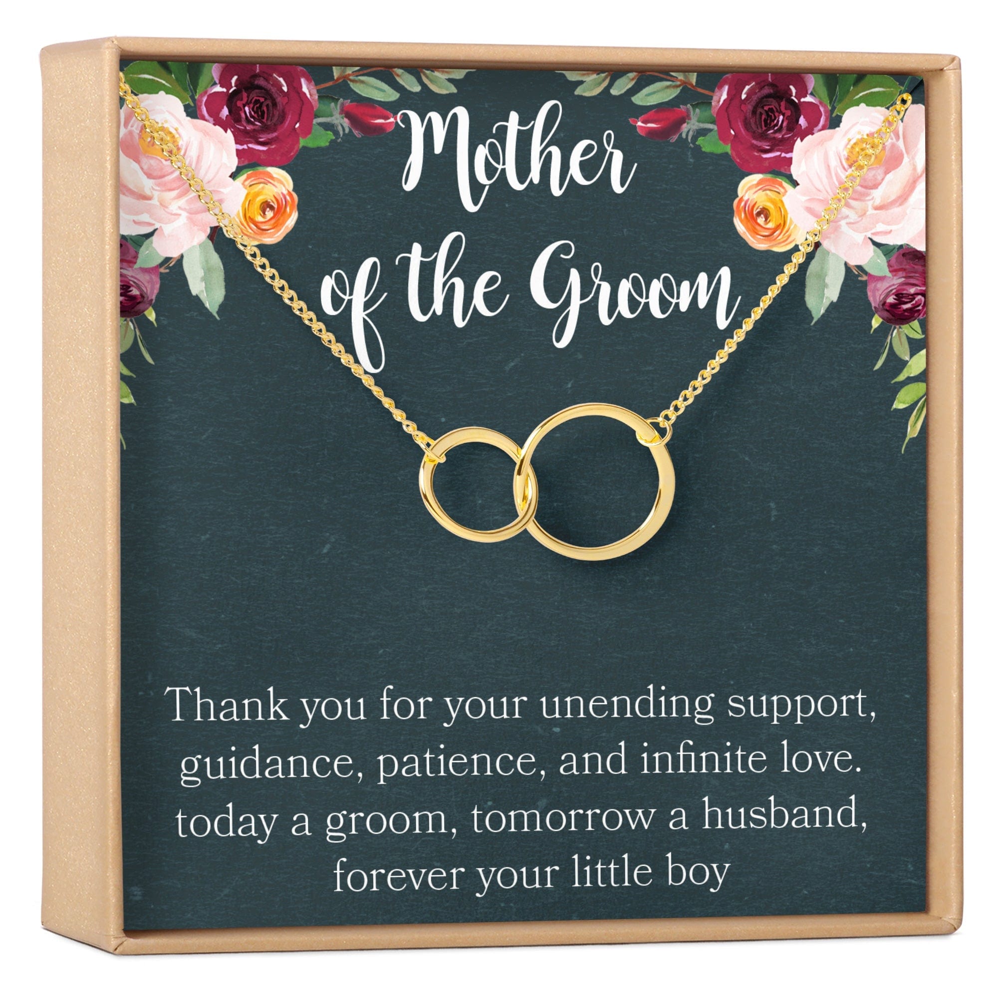 Mother of the Groom Necklace, Multiple Styles 2 Interlocking Circles (1) Gold