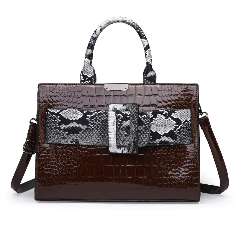 Women's Fashion Handbag - Stylish Tote & Shoulder Bag Dark brown