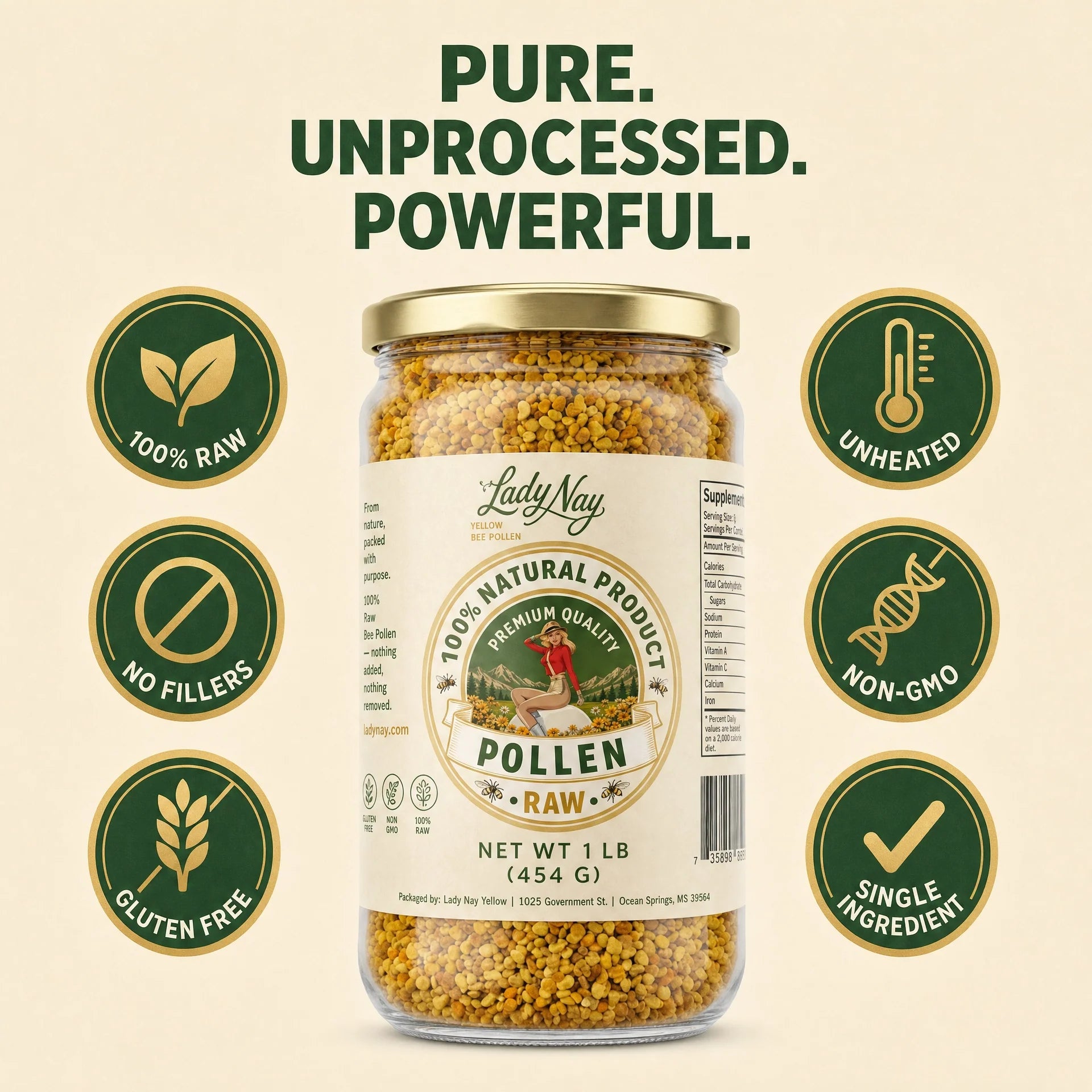 Honeymakers Raw Bee Pollen Granules by The Lady May – 100% Pure, Unheated – Non-GMO, Gluten-Free, Rich in Protein & Antioxidants (24 oz)