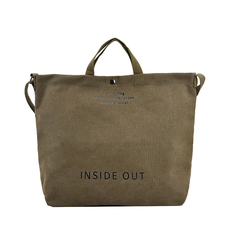 Large Capacity Canvas Letters Tote Bag for Women Green