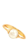 Pearl Hinge Bracelet With Pearl Ball Accent Gold Plated OS GOLD CREAM