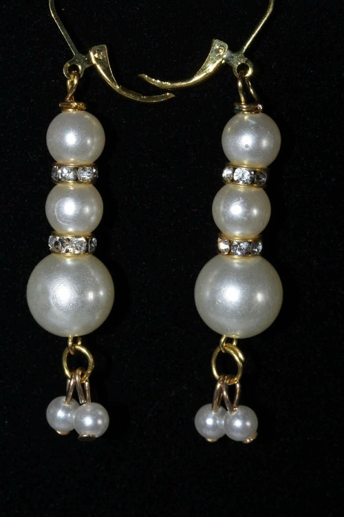 Pearl Pave Drop Earrings With Charm Dangle For Women Grey