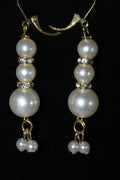 Pearl Pave Drop Earrings With Charm Dangle For Women Grey