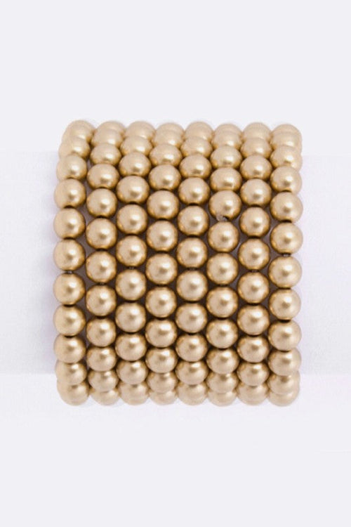 Pearl Stretch Bracelet Set Layered Stackable Gold Beaded 1 Gold