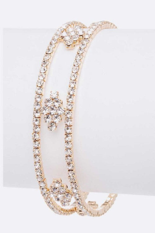 Rhinestone Open Cuff Bracelet Gold Plated Crystal Accent O S Gold