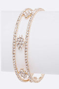 Rhinestone Open Cuff Bracelet Gold Plated Crystal Accent O S Gold