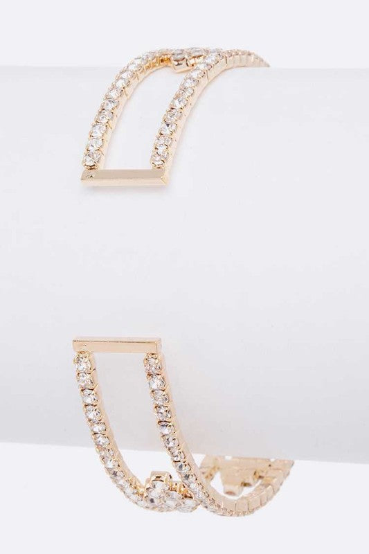 Rhinestone Open Cuff Bracelet Gold Plated Crystal Accent