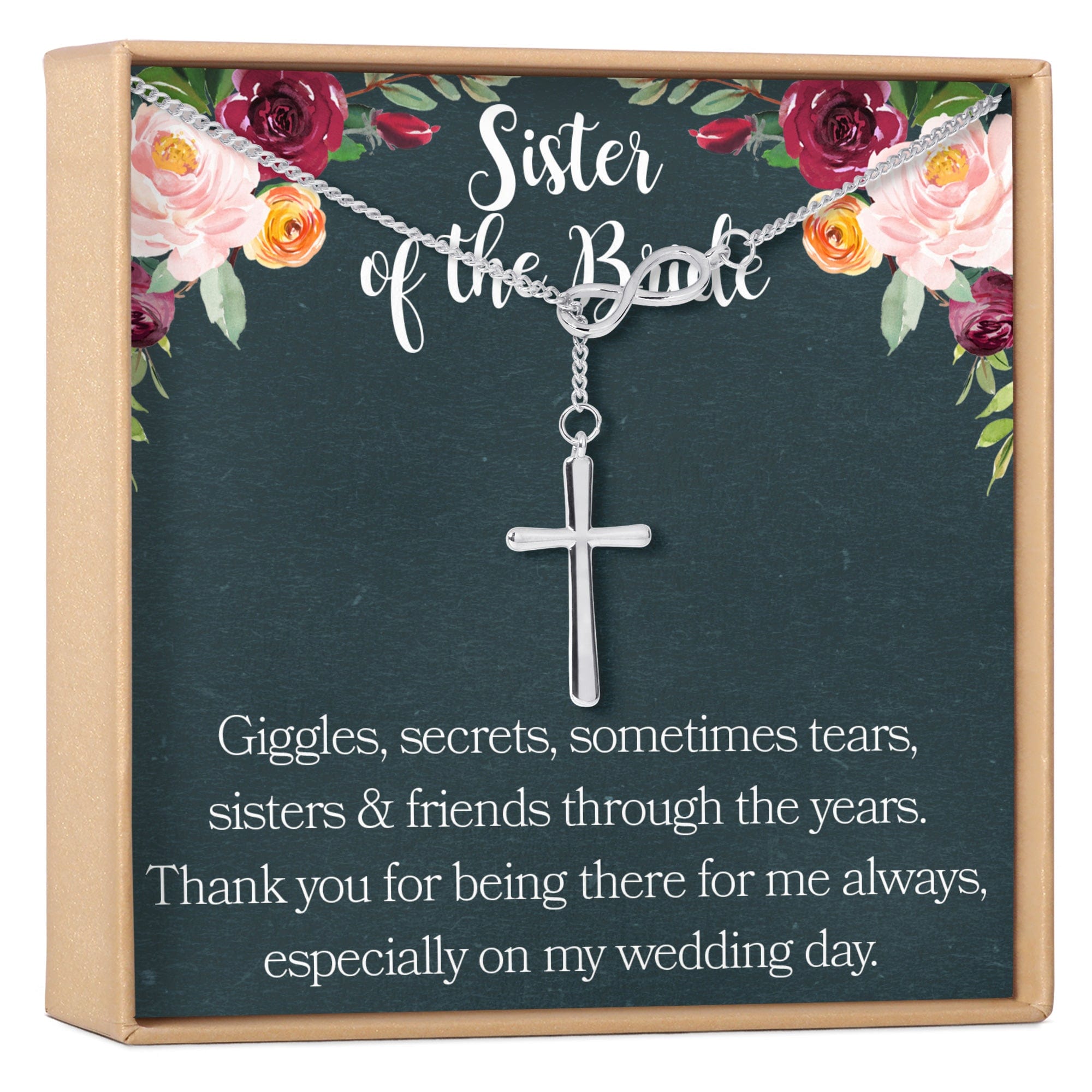 Sister of the Bride Necklace Multiple Styles Infinity Cross Silver