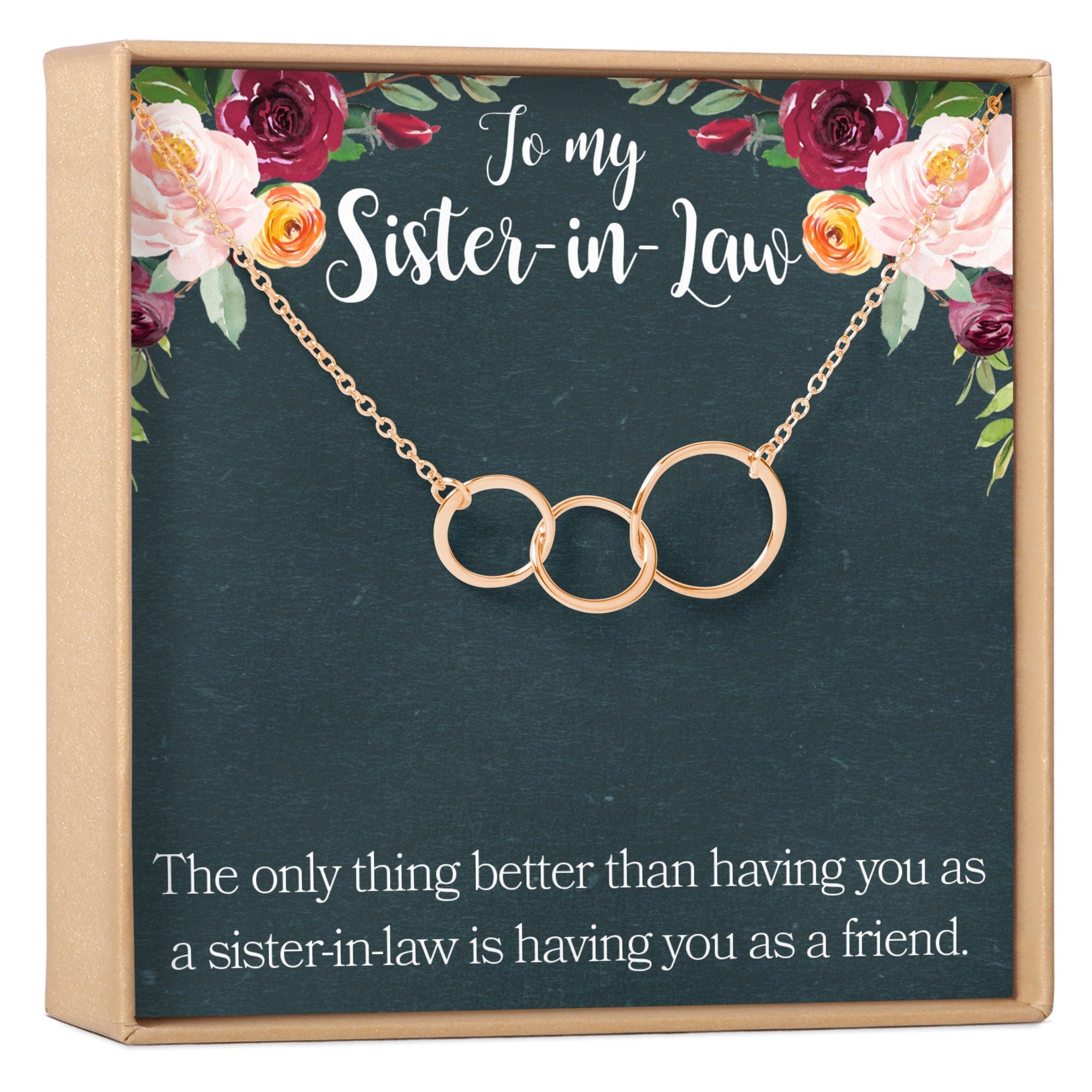 Sister of the Groom Triple Circles Necklace Rose Gold