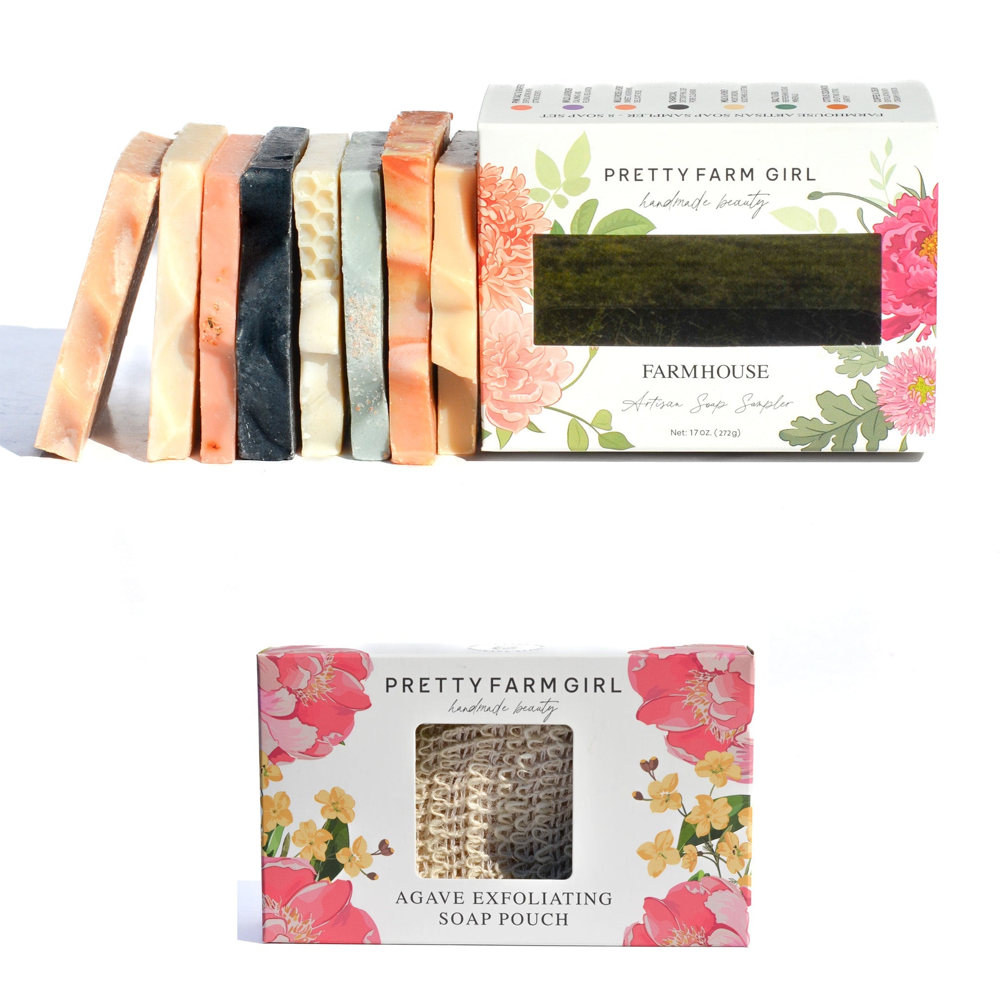 Farmhouse Artisan Goat Milk & Tallow Soap Sampler 3 Agave Soap Pouches