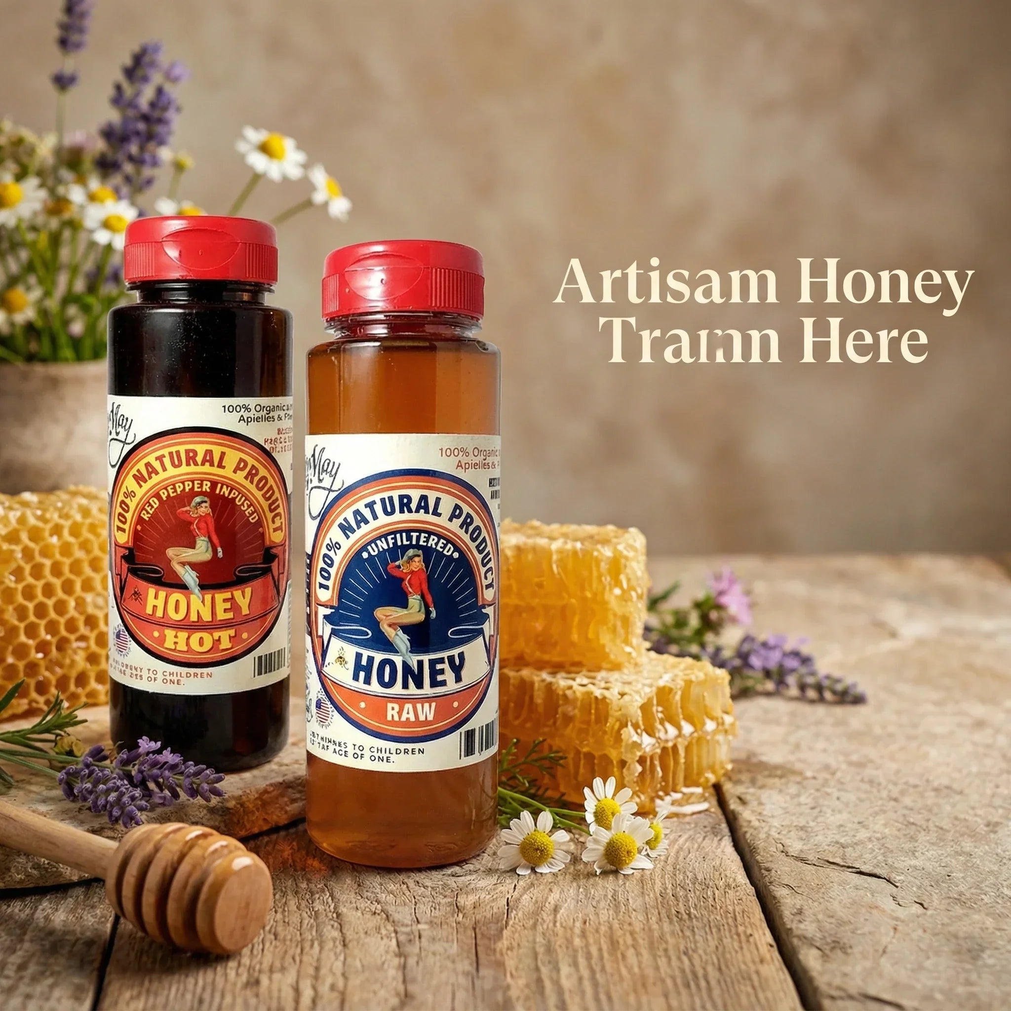 Raw Honey & Hot Honey Duo - Sweet Heat 2-Pack Gift Set | Small Batch Farm Grown | Lady May