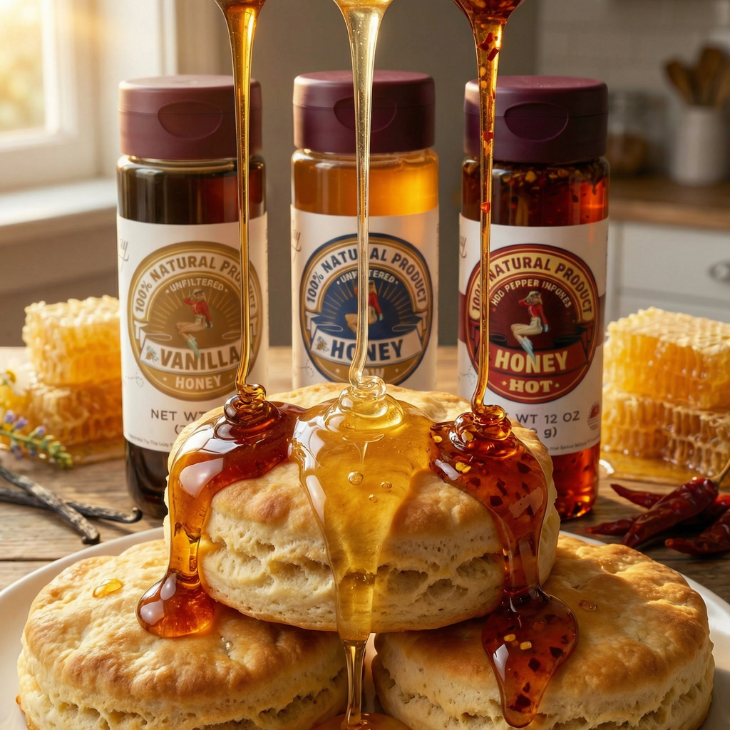Honey Trio 3-Pack Gift Set - Raw, Hot & Vanilla Honey | Small Batch Farm Grown | Lady May