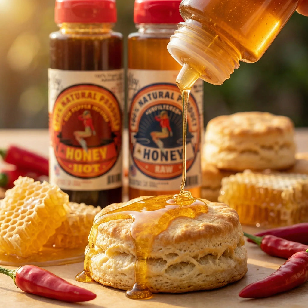 Raw Honey & Hot Honey Duo - Sweet Heat 2-Pack Gift Set | Small Batch Farm Grown | Lady May