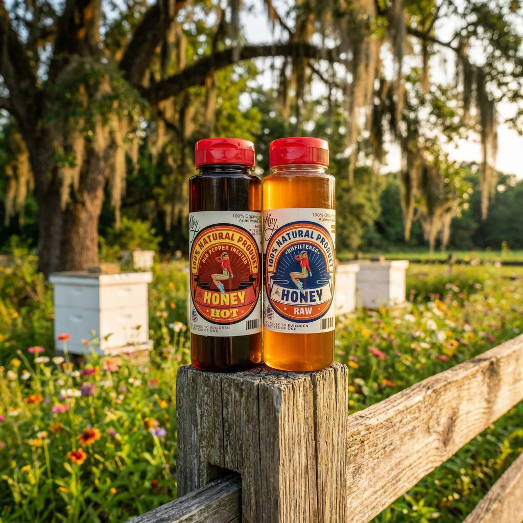 Raw Honey & Hot Honey Duo - Sweet Heat 2-Pack Gift Set | Small Batch Farm Grown | Lady May