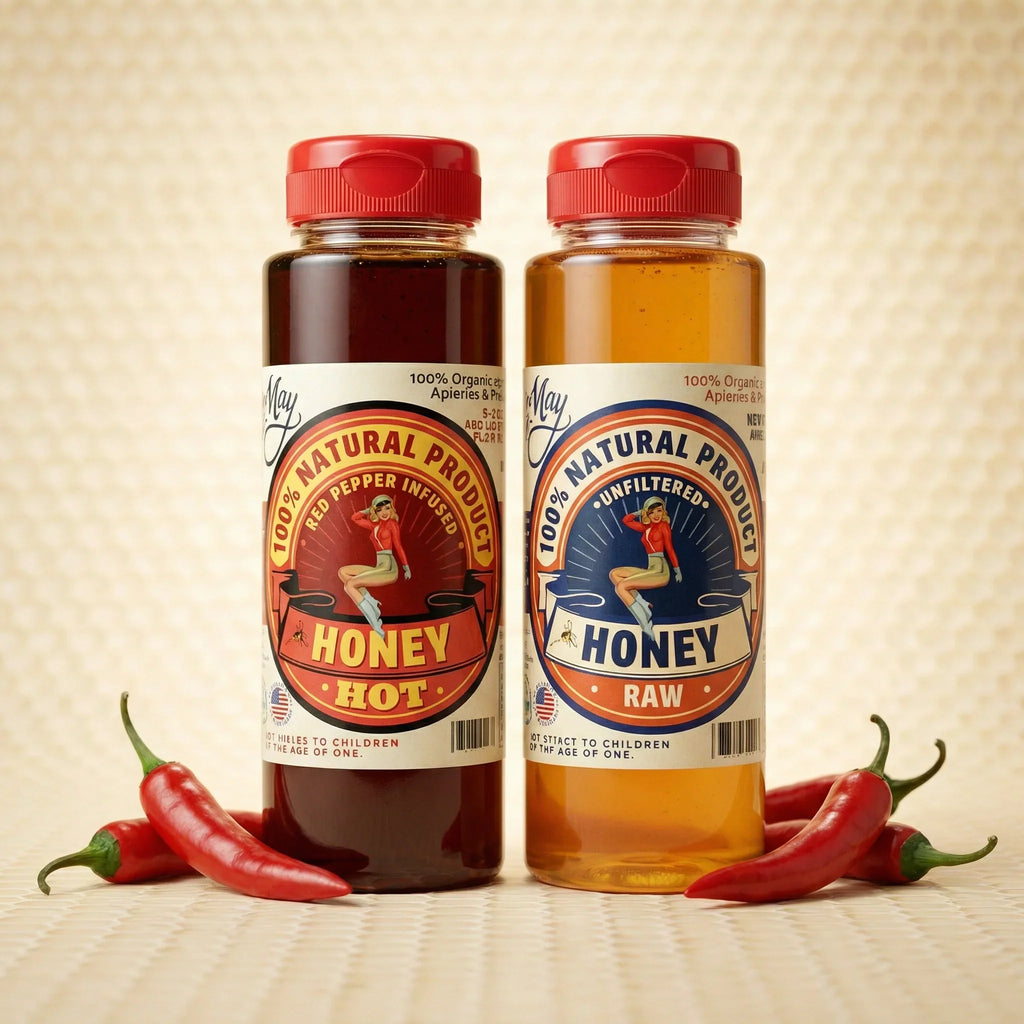 Raw Honey & Hot Honey Duo - Sweet Heat 2-Pack Gift Set | Small Batch Farm Grown | Lady May